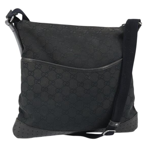 GUCCI Handbags - GUCCI GG Canvas Shoulder Bag Black Silver 145857 Auth 163305